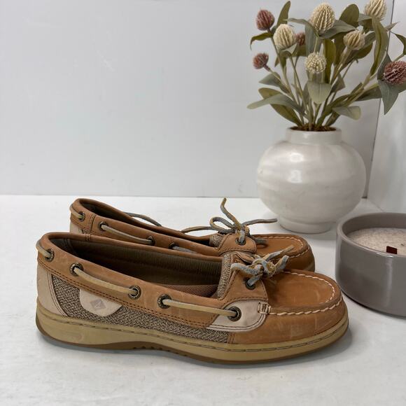 Sperry Authentic Angelfish 1-Eye Colorblock Boat Shoe Tan 9102047 Women 6.5 - Picture 1 of 9